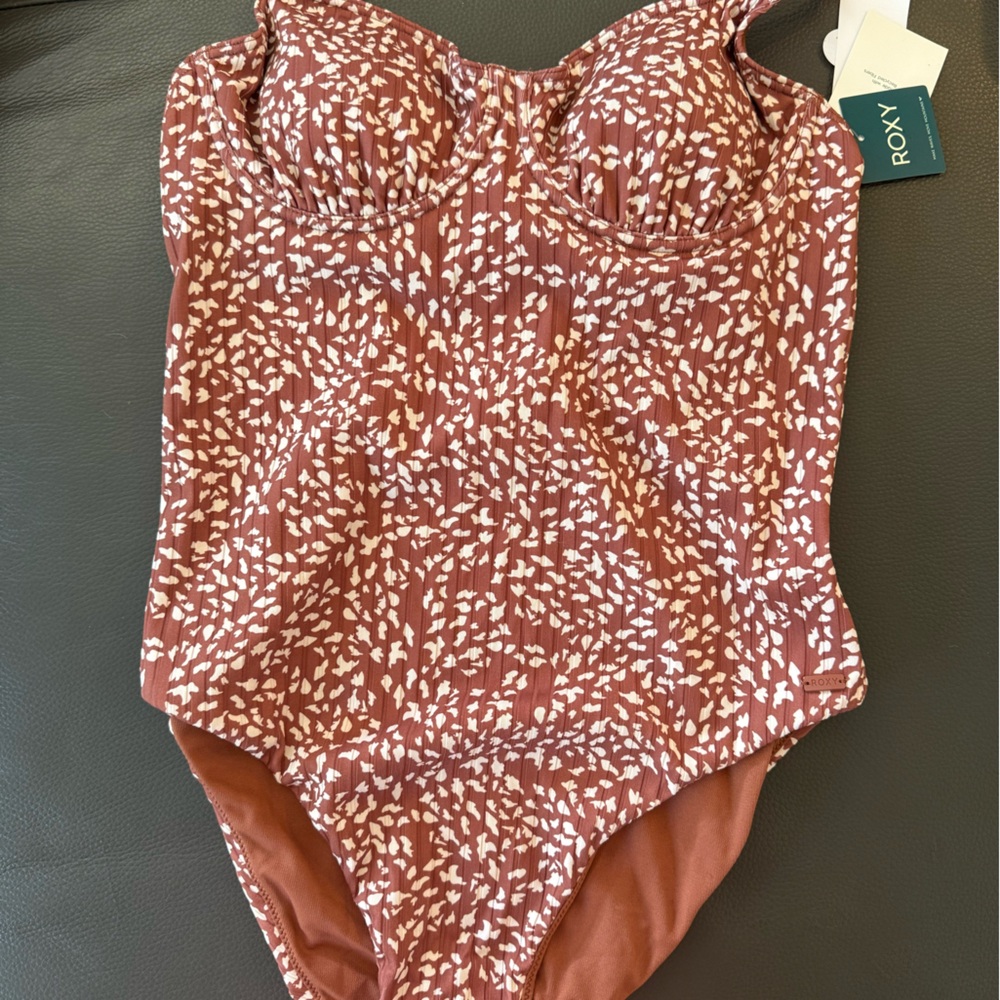 Roxy Brown and White One Piece Swimsuit - Picture 8 of 12